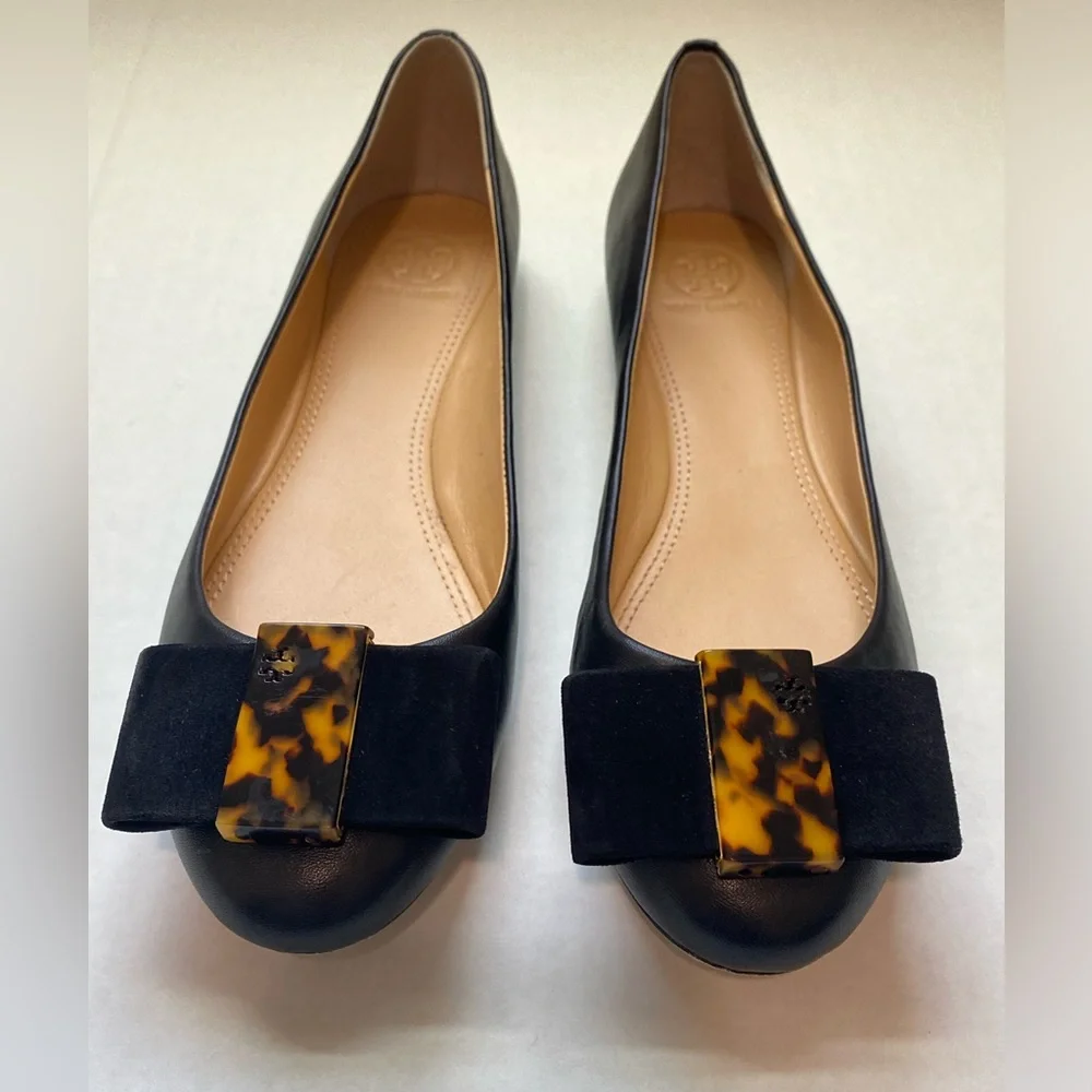 Tory Burch‎ Chase Ballet Flats In Perfect Black Nappa Leather